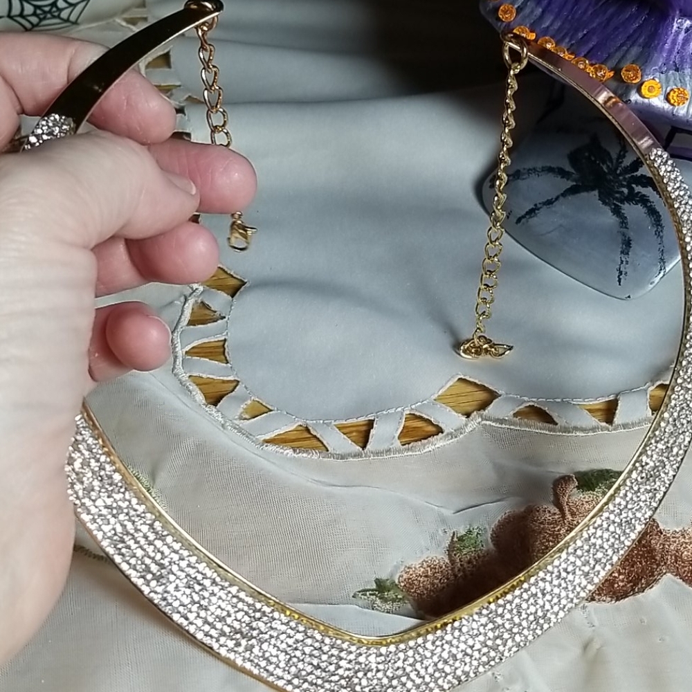 Bling Rhinestone wide fitted necklace Unique piece - Picture 2 of 4